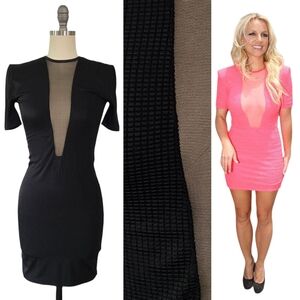 Brian Lichtenberg Black Scuba Back Zip Stretch Jacquard Mini Dress M